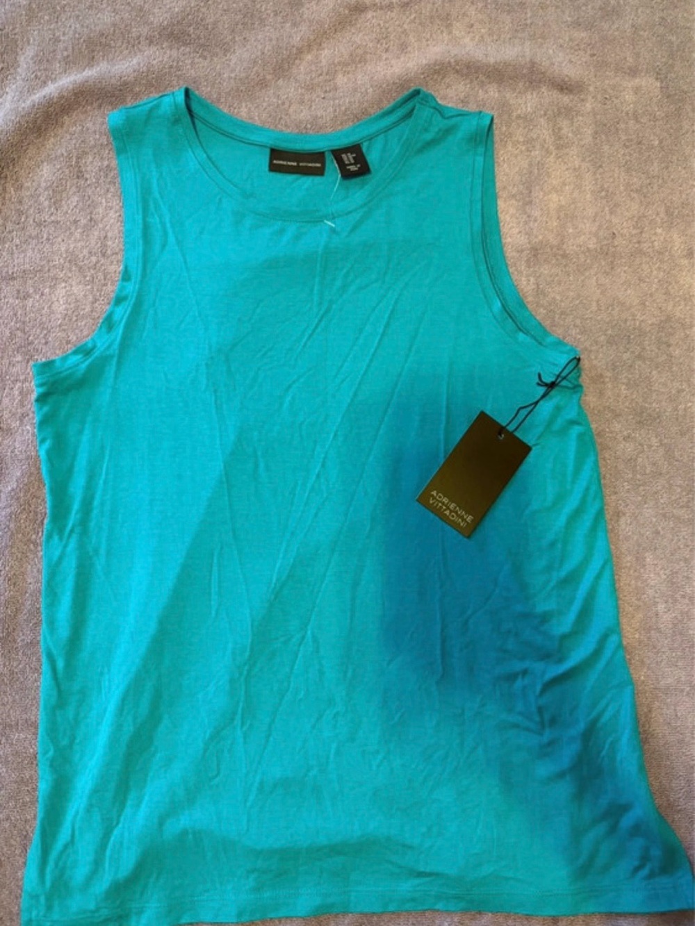 Adrienne Vittadini Teal Crewneck Tank Top